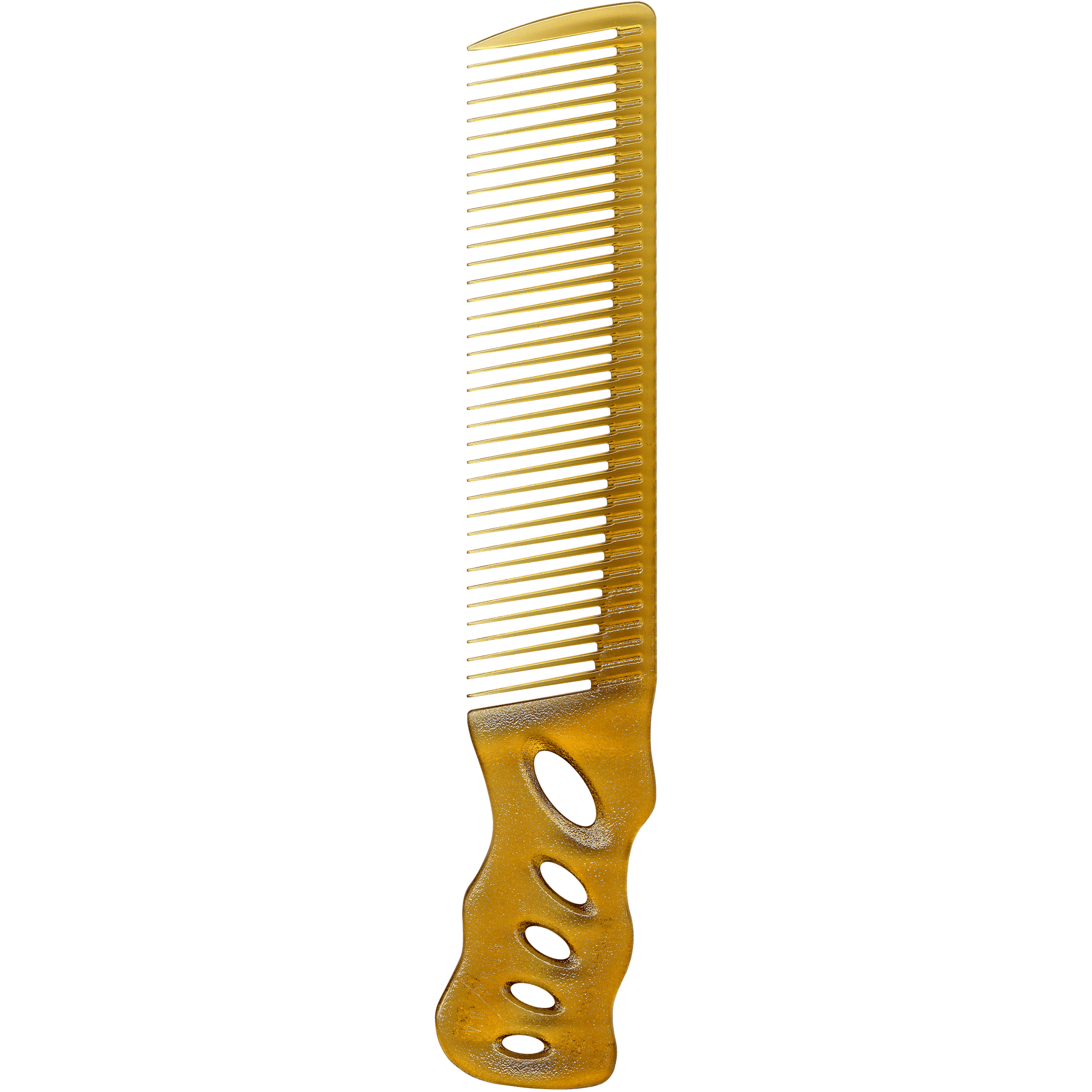 Y.S.PARK - Nr. 238                                                                                                                                  Samma barberarkam som YS-206/236 fast med lutande tänder vilket underlättar och snabbar på fading-tekniker. Tändernas tunnaste del är endast 2,3 mm. Hål i handtaget för att undvika att glida iväg med handen samt snabba på torktiden för en blöt hand. Perfekt för medellångt hår.