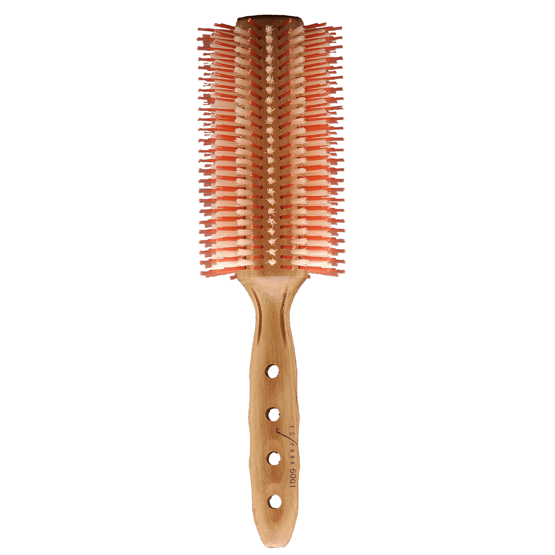 Y.S.PARK - Super G                                                                                                              Super G-serien från Y.S PARK kommer bli din nya bästa kompis vid föntorkning och för att skapa lockar. Borsten består av naturligt borst av vildsvin alternerat med stift av polyamid. Vildsvinsborsten ger håret en vacker mjukhet och glans medan polyamidstiften greppar tag i håret för enkelt kunna ta nya passéer.