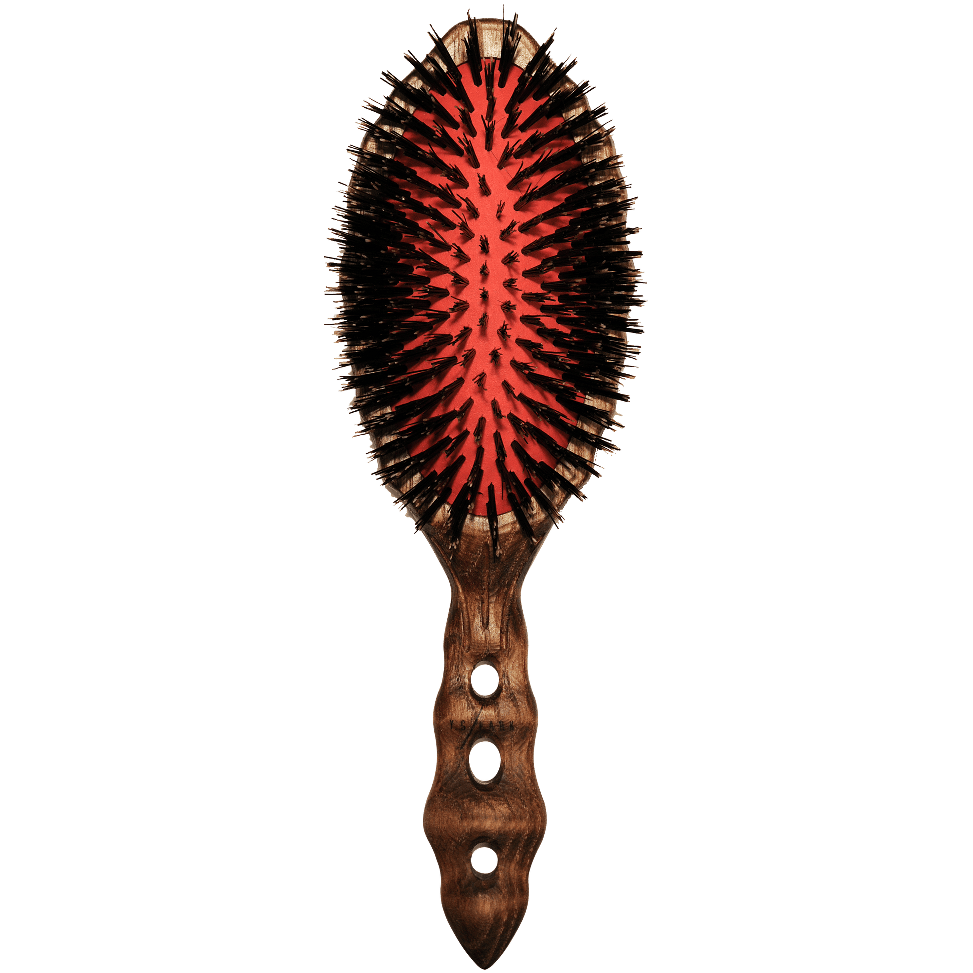 Y.S.PARK - Nr. 851                                                                                                                    En borste som är angenämt mjuk mot hårbotten. Tillverkad av lätt teakträ och 100% vildsvinsborst och för extra styrka har den värmetåliga nylonstift. Handtaget är utformat med en sådan lutning att handen inte kommer åt huvudet när man borstar samt med ventiliationshål för att en blöt hand ska torka snabbare och få ett bättre grepp.