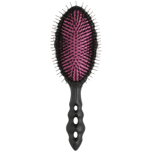 Y.S.PARK - Nr. 50                                                                                                                    En ovalformad stylingborste i plast för snabb torkning av håret med fön tack vare 30 lufthål genom borsten. Vildsvinsborst ger håret en naturlig glans med en härlig textur.  Handtaget är utformat med en sådan lutning att handen inte kommer åt huvudet när man borstar samt med ventilationshål för att en blöt hand ska torka snabbare och få ett bättre grepp.