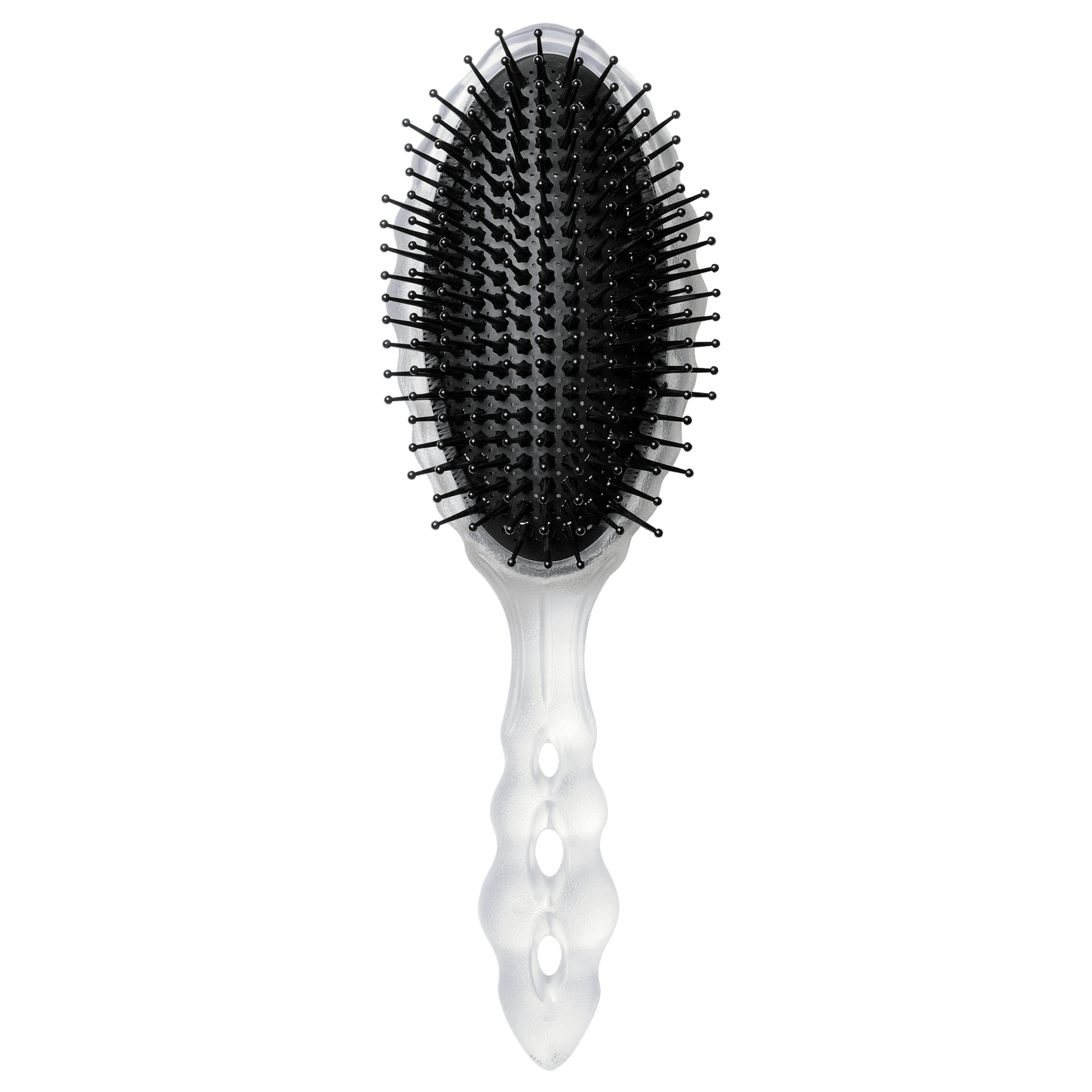 Y.S.PARK - Aerozaurus                                                                                         Den första rundade paddelborsten! Borsten är skonsam mot hårbotten tack vare dess rundade ändarna på borststiften. Hexagonformade rötter på stiften gör att håret torkar fortare.  Ett stort antal lufthål i ryggen påskyndar föntorkningen. Kanterna på borthuvudet är vågig för bästa grepp med handen.  Borsten har även antistatiska egenskaper för att minimera frissigt hår.