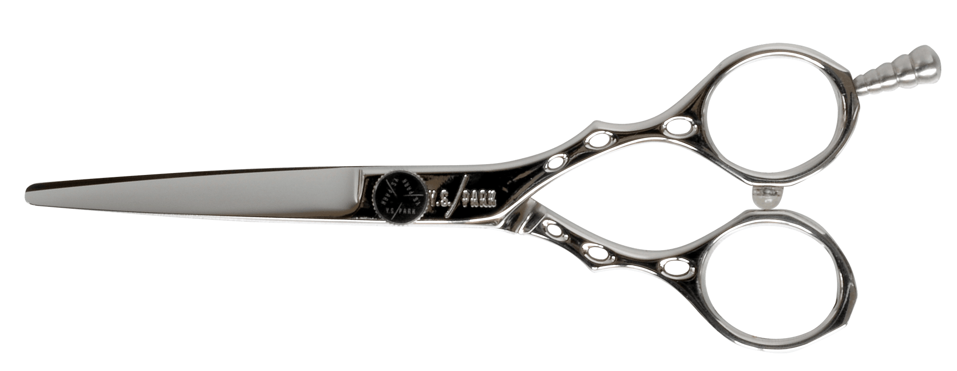 Y.S.PARK - Klippsax AS Original designen av kroppen passar en hand bra för att skapa en rytmiskt klippning tillsammans med den lätta och utmärkta kroppsbalansen. Den symmetriska välbalanserade kroppen möjliggör sköna och bra klippningar under långa arbetstimmar utan att trötta ut handen. Bladet på saxen är platt då denna passar utmärkt till exakta klippningar och när man håller i håret.  Fingerstödet går att fästa på båda sidor.