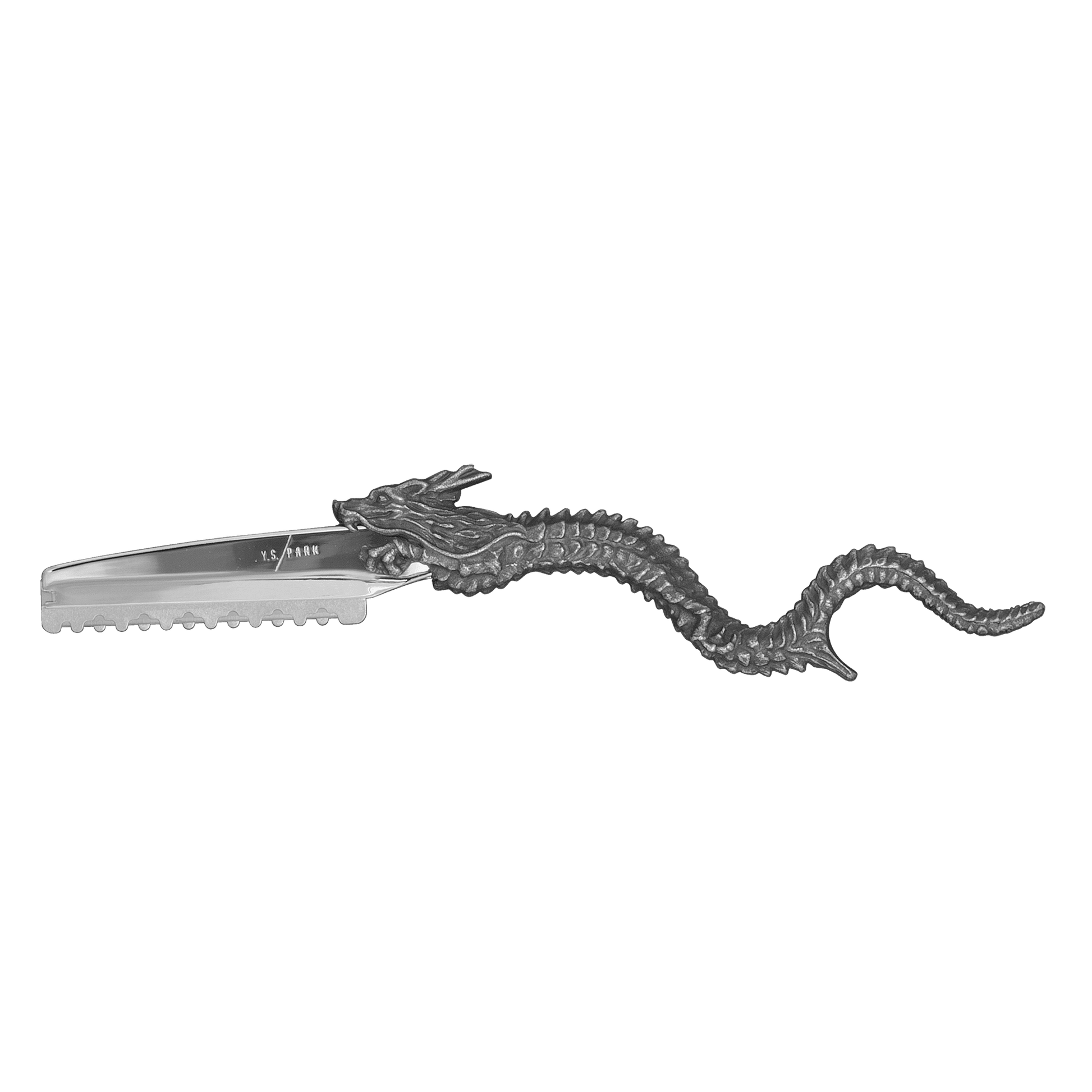 Y.S.PARK - Dragon Razor                                                                                                  Dragon Razors har en drakliknande design men ändå med ett handtag som är designat att passa handen och motverka att du slinter. Den är även enkel att greppa.  Rakbladen är utbytbara. När ett blad blivit slött, kan man enkelt flytta skärytan åt sidan genom att pressa bladet vid slitsen i sidan, detta gör att du kan använda samma blad